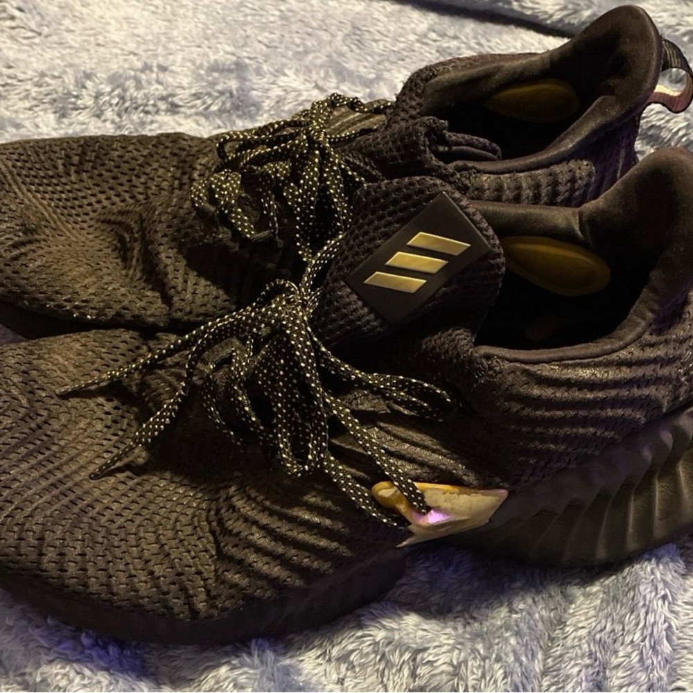Adidas Black Sneakers with Gold Details